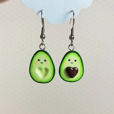Avocado polymer clay earrings with stainless steel wire - image1